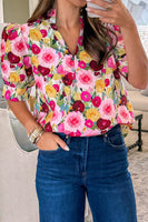 
              Pink Floral Puff Sleeve Top - Women's Feminine Blouse | Bella Grace
            