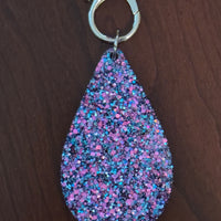 Purple Glitter Acrylic Teardrop Pendant