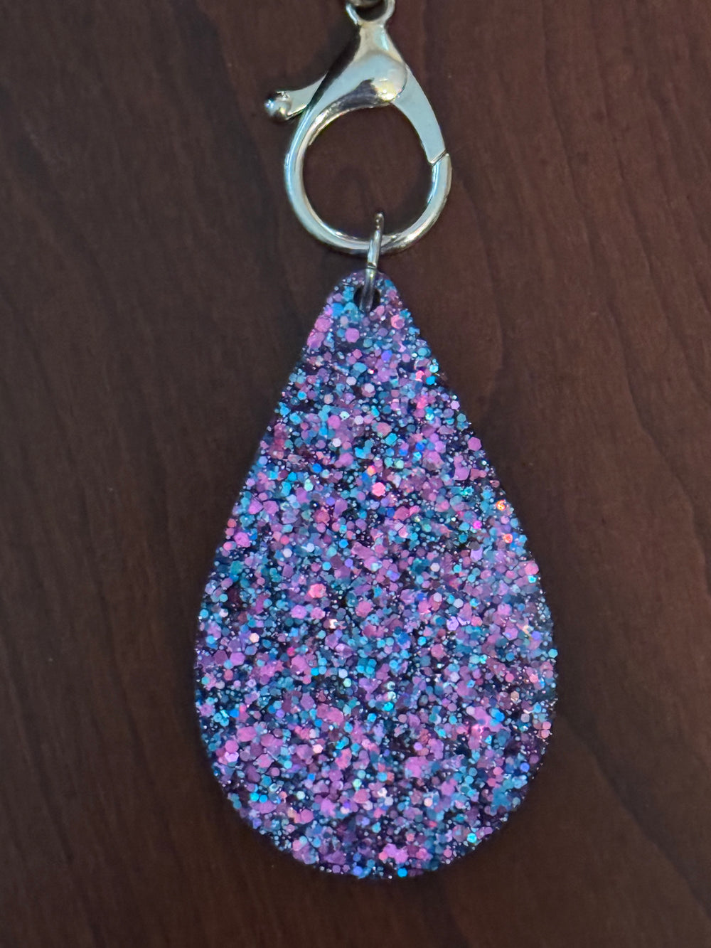 Purple Glitter Acrylic Teardrop Pendant