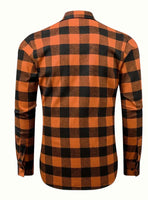 
              Orange & Black Buffalo Plaid Flannel Shirt
            