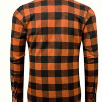 Orange & Black Buffalo Plaid Flannel Shirt