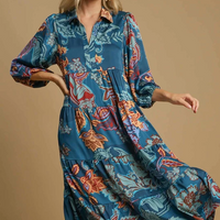 Paisley Print Satin Midi Dress