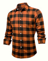 
              Orange & Black Buffalo Plaid Flannel Shirt
            