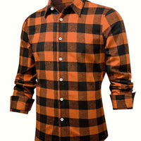 Orange & Black Buffalo Plaid Flannel Shirt