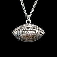 Silvery Vintage Look Football Necklace