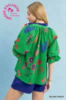 
              Island Green Floral Blouse
            