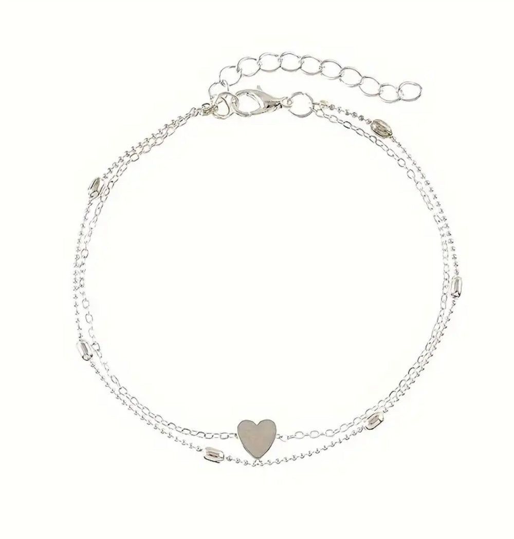 Heart Ankle Bracelet Set