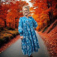 
              Turquoise Tiered Floral Print Dress
            