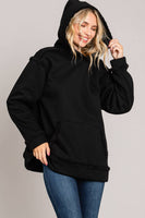 
              Casual Faux Fur Lined Hoodie-Black
            