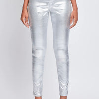 YMI High Rise Metallic Skinny Jeans-Silver