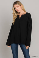 
              Classic Cotton Gauze Pullover Top-Black
            