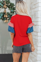 
              Fiery Red Stars and Stripes Top - Patriotic Women's Shirt | Bella Grace
            