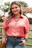 
              $10! Rose Red Metallic Button Up Shirt
            