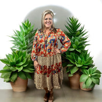 Brick Floral & Animal Print Dress