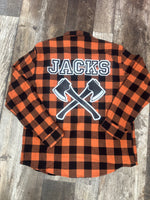 
              Orange & Black Buffalo Plaid Flannel Shirt
            