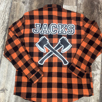 Orange & Black Buffalo Plaid Flannel Shirt