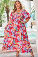 
              Rose Abstract Printed Smocked Plus Size Dress | Women's Fashion
            