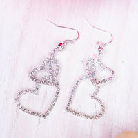 Crystal Avenue Falling In Love Silvertone Earrings