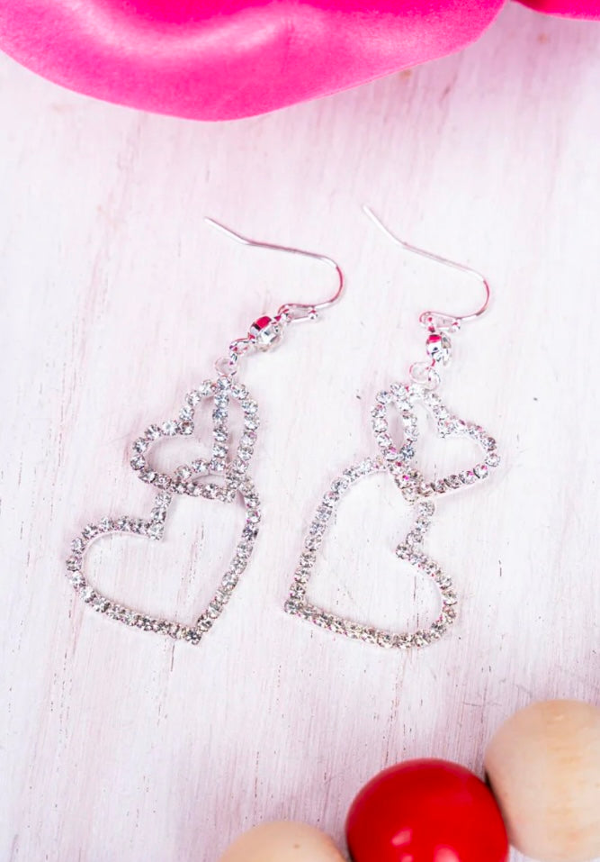 Crystal Avenue Falling In Love Silvertone Earrings