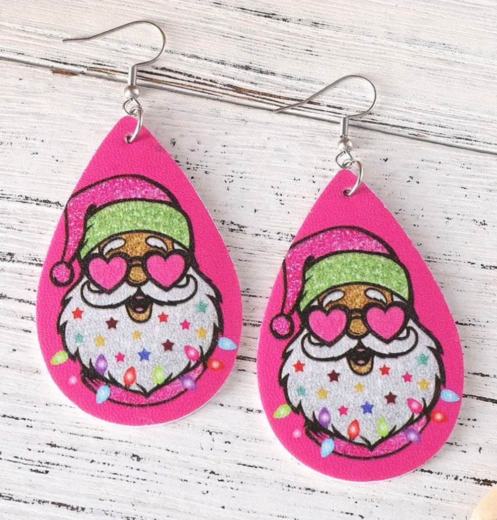 Pink Santa Teardrop Earrings