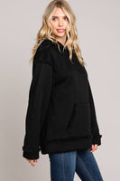 
              Casual Faux Fur Lined Hoodie-Black
            