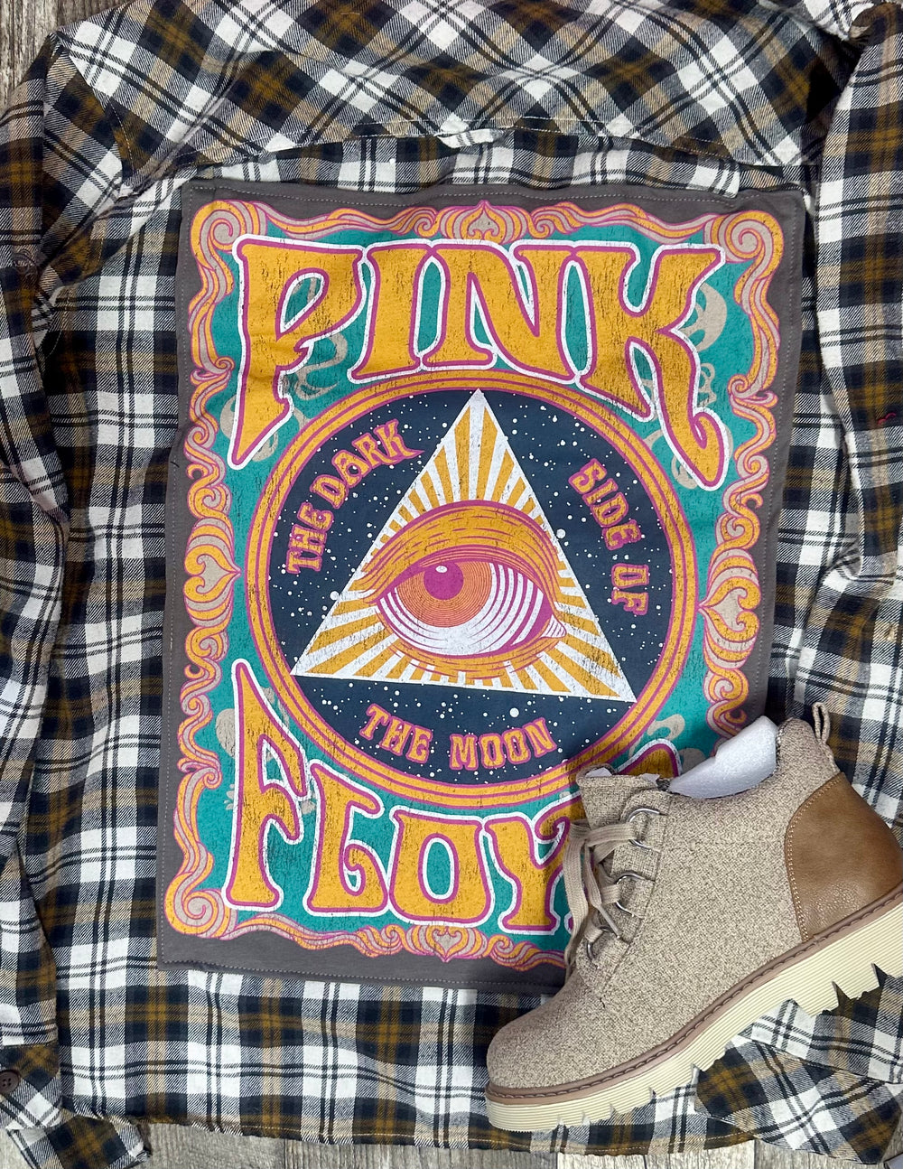 Retro Pink Floyd Flannel Overlay