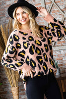 
              Leopard Print Round Neck Sweater
            