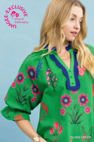 
              Island Green Floral Blouse
            