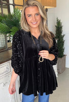 
              Black Sequin Velvet Shirt
            