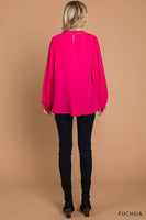 
              Soft Ladder Trim Detailed Top-Fuchsia
            
