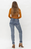 
              Judy Blue Button Fly Cuffed Boyfriend Jeans
            