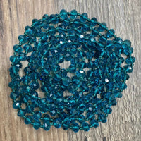 60” Crystal Bead Necklace-Transparent Teal