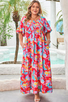 
              Rose Abstract Printed Smocked Plus Size Dress | Women's Fashion
            