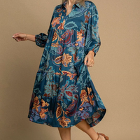 Paisley Print Satin Midi Dress