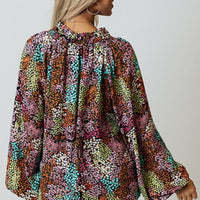 Vibrant Floral Puff Sleeve Top