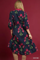 
              Navy Floral Midi Dress
            