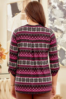 
              Lizzy Magenta & Black Snowflake Tunic Top
            