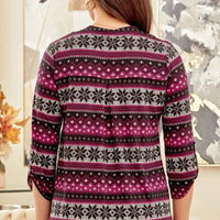 Lizzy Magenta & Black Snowflake Tunic Top