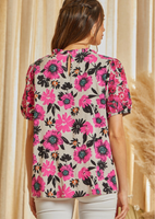 
              Hot Pink & Gray Short Sleeve Top
            