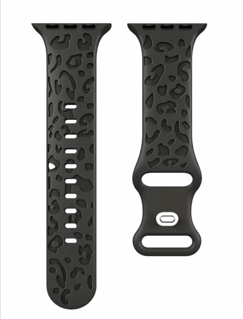 Black Leopard Silicone Watch Band
