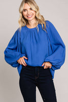 
              Chic Bubble Sleeve Top-Blue
            