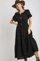 
              Black Tiered Maxi Dress
            