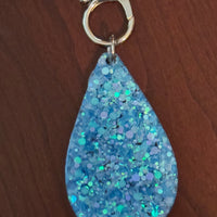 Glitter Acrylic Teardrop Pendant-Blue