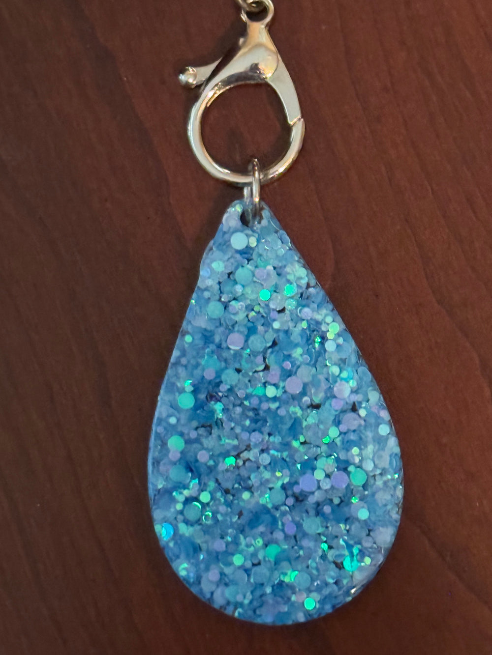 Glitter Acrylic Teardrop Pendant-Blue