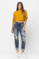 
              Judy Blue Cuffed Destroy Boyfriend Jeans
            