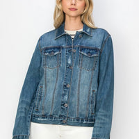 Risen Relaxed Fit Vintage Denim Jacket-Plus