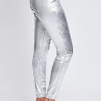 YMI High Rise Metallic Skinny Jeans-Silver