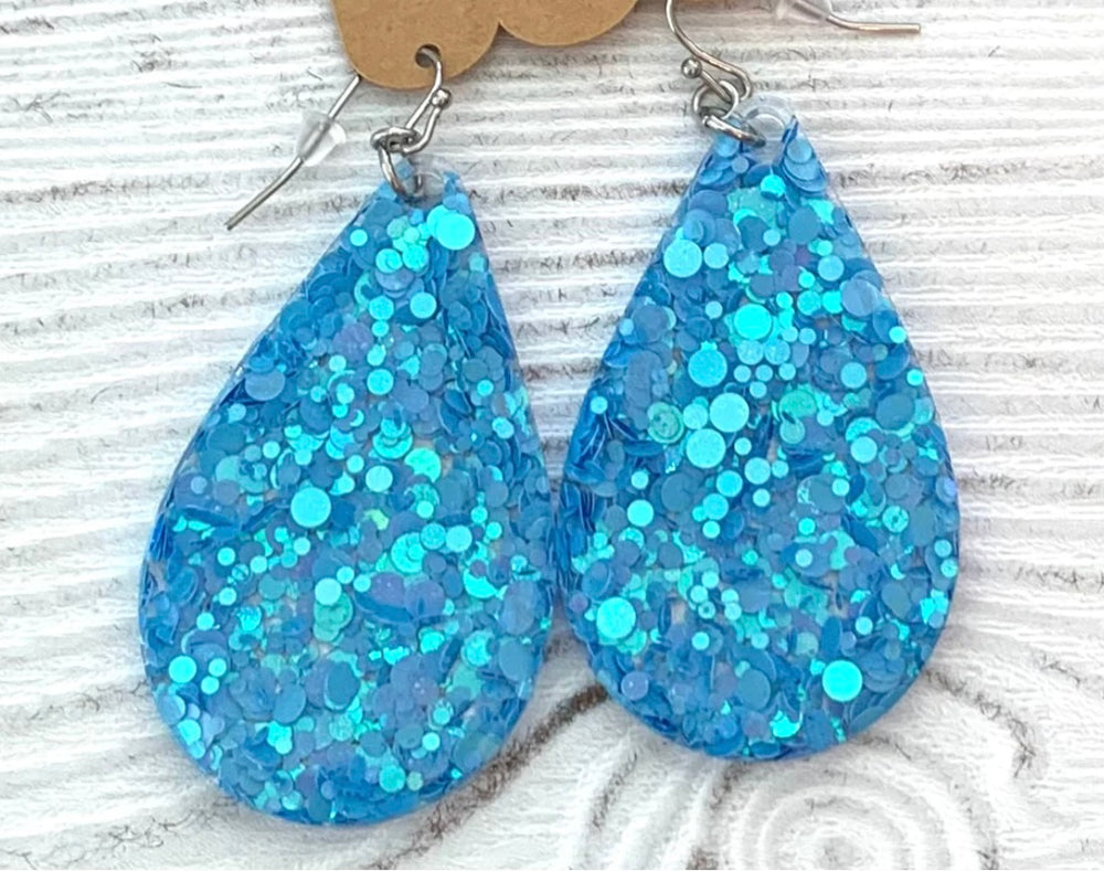 Glitter Acrylic Teardrop Earrings