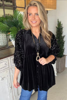 
              Black Sequin Velvet Shirt
            