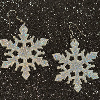 Acrylic Glitter Snowflake Earrings